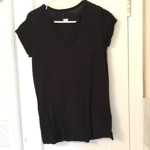Anthro split neck pocket tee in black